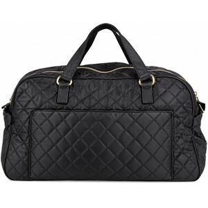 JOY & IMAN Black Quilted Weekender Travel Duffel Bag Gold Hardware HSN